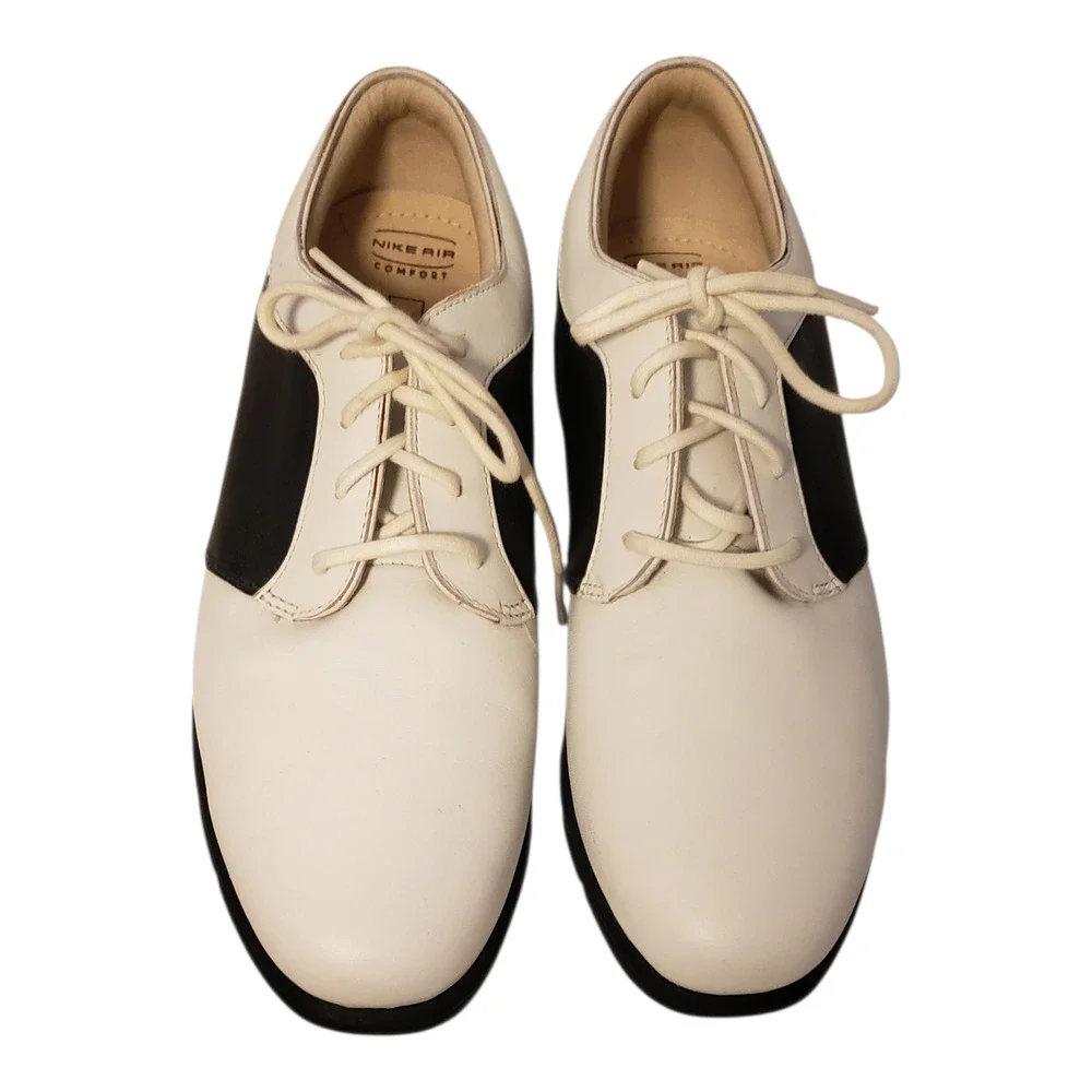 Nike Air Verdana Last Golf Shoes Wmn 6.5 White Black Leather Nike Golf New NWOB